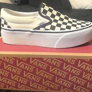 Vans women’s size 7.5 black/white checkered slip on
